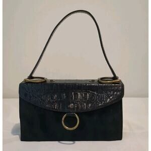 Preston & York Women’s Croc Embossed Leather Faux Fur Y2K Vintage Shoulder Bag